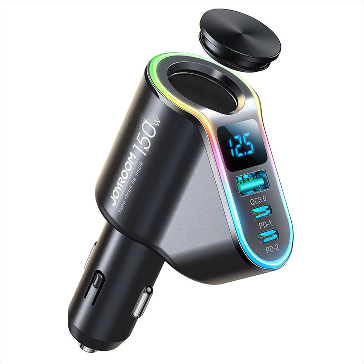 Kép 3/11 - Joyroom autós töltő 4-in-1, Bluetooth Fm Transmitter C+C+U+szivargyújtó, PD 150W, fekete (JR-CL21)