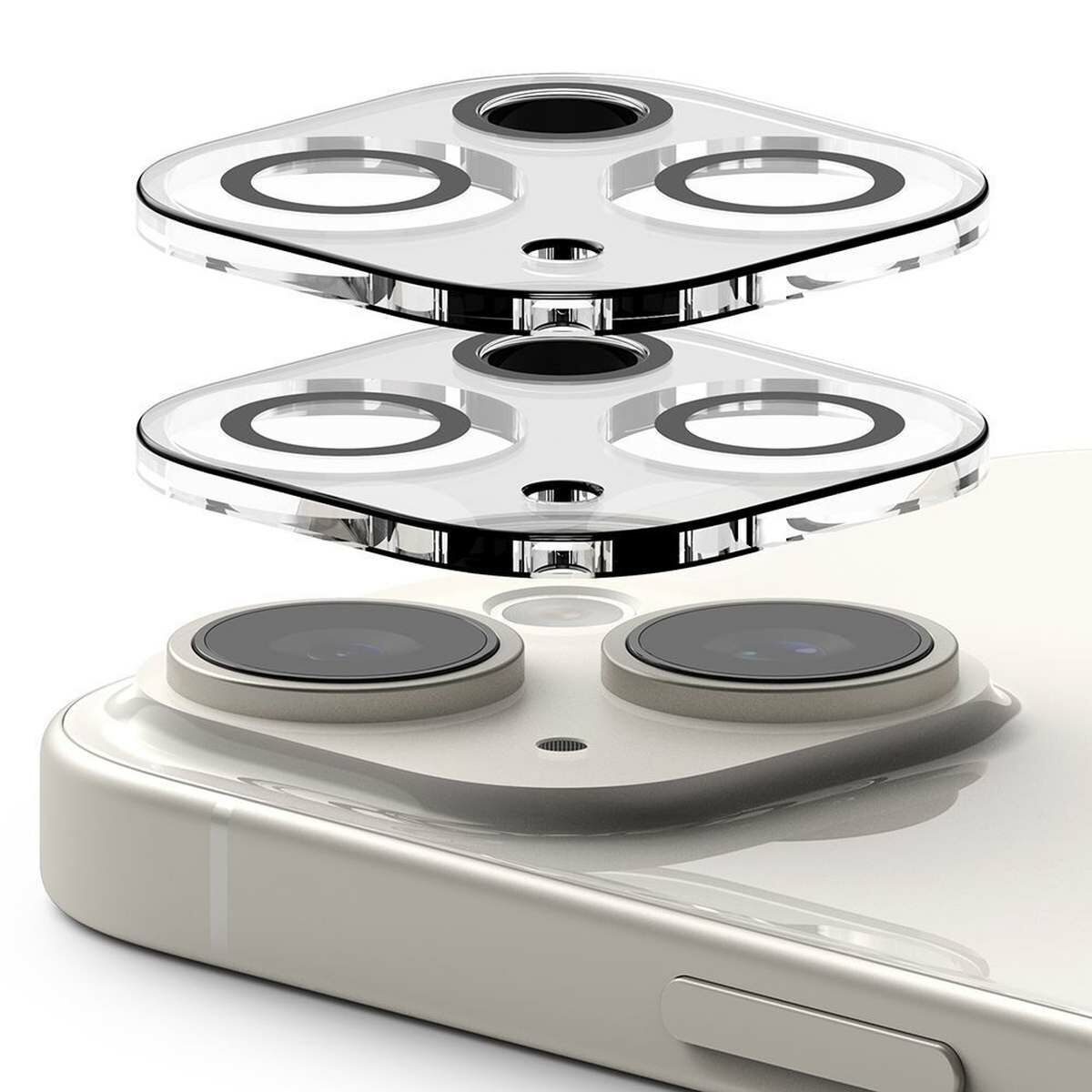 Kép 3/11 - Ringke iPhone 15/15 Plus Camera Styling kamera sziget védő edzett üveg (2db), átlátszó