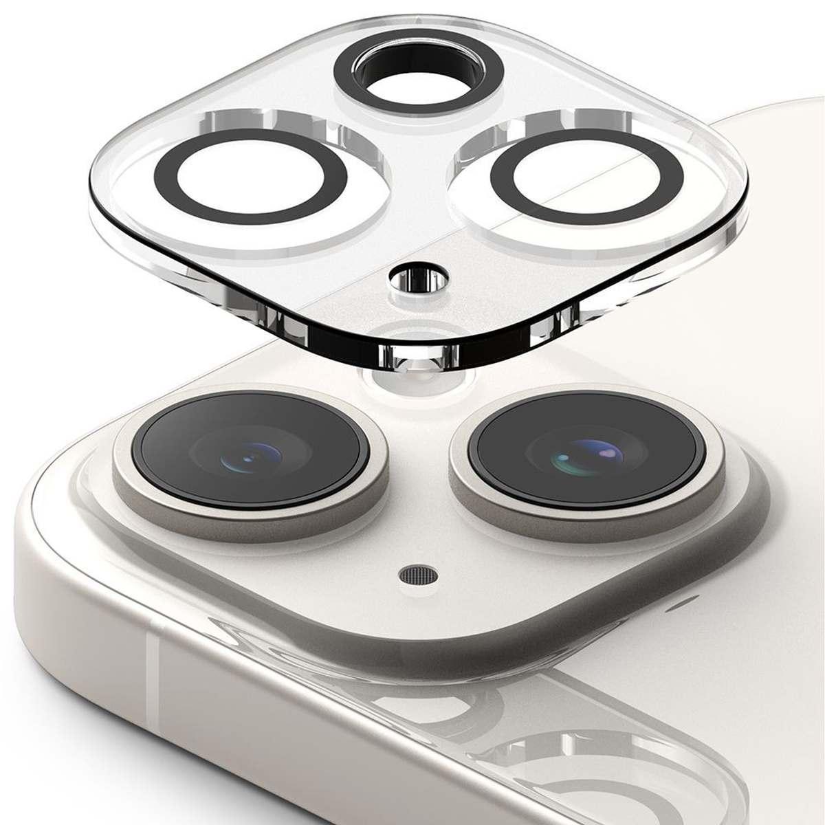 Kép 4/11 - Ringke iPhone 15/15 Plus Camera Styling kamera sziget védő edzett üveg (2db), átlátszó