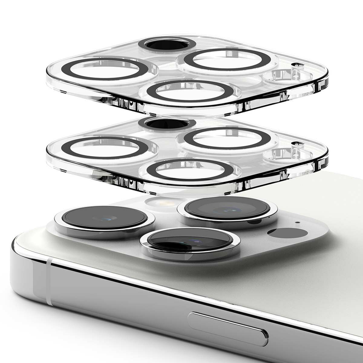 Kép 3/15 - Ringke iPhone 15 Pro Camera Styling kamera sziget védő edzett üveg (2db), átlátszó
