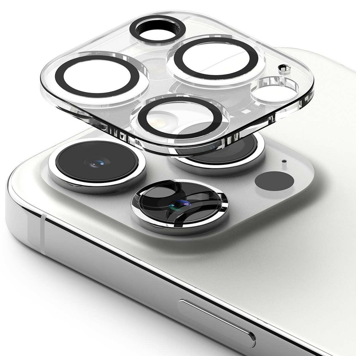 Kép 4/15 - Ringke iPhone 15 Pro Camera Styling kamera sziget védő edzett üveg (2db), átlátszó