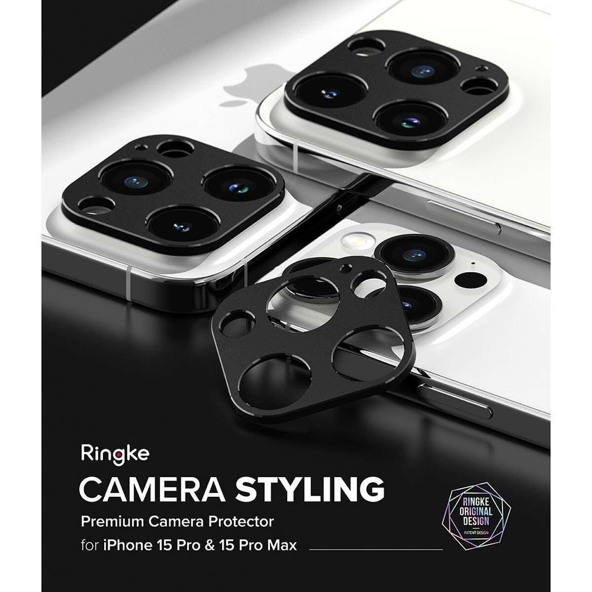Kép 8/14 - Ringke iPhone 15 Pro/ Pro Max Camera Styling kamera sziget védő keret aluminium ötvözet fekete tok