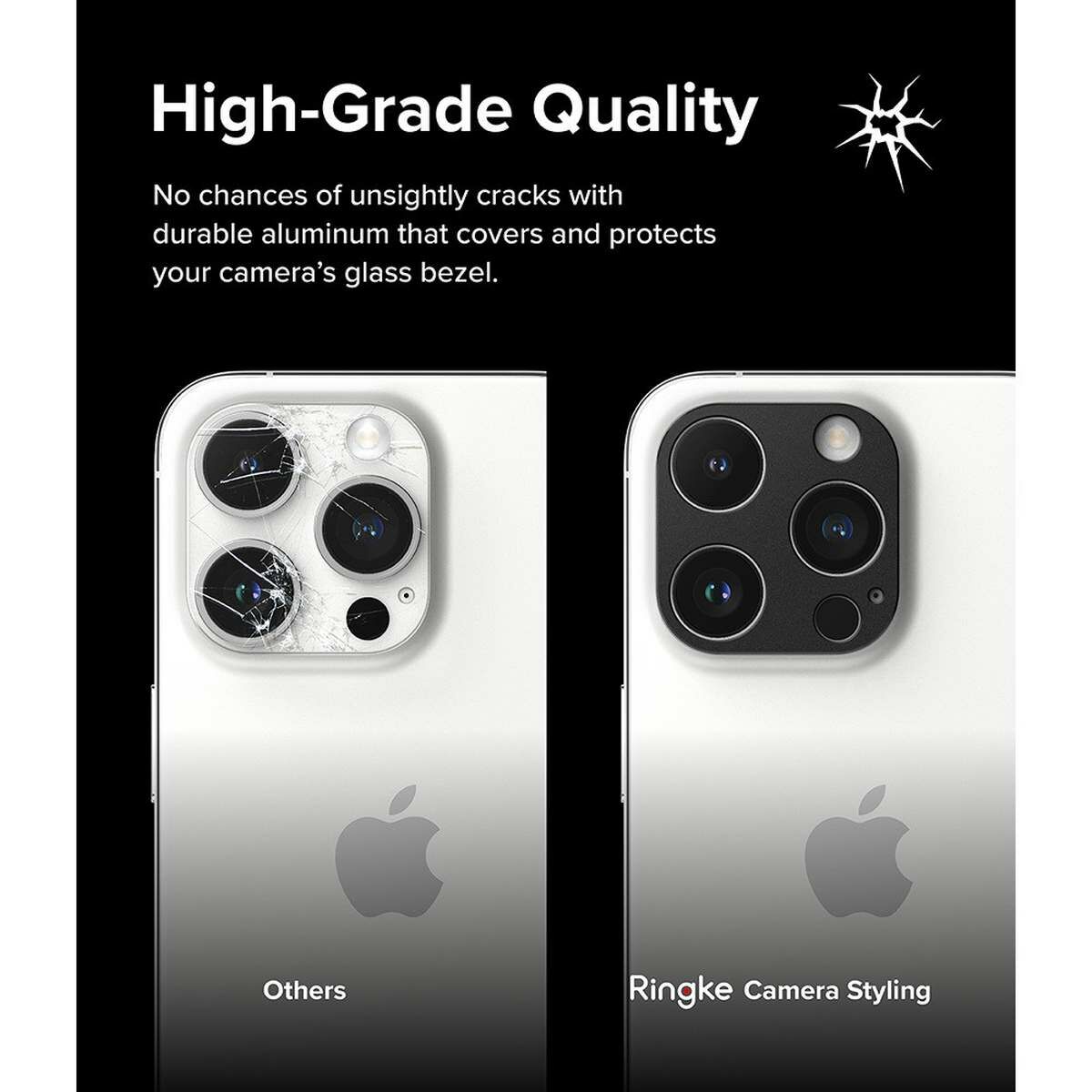 Kép 10/14 - Ringke iPhone 15 Pro/ Pro Max Camera Styling kamera sziget védő keret aluminium ötvözet fekete tok