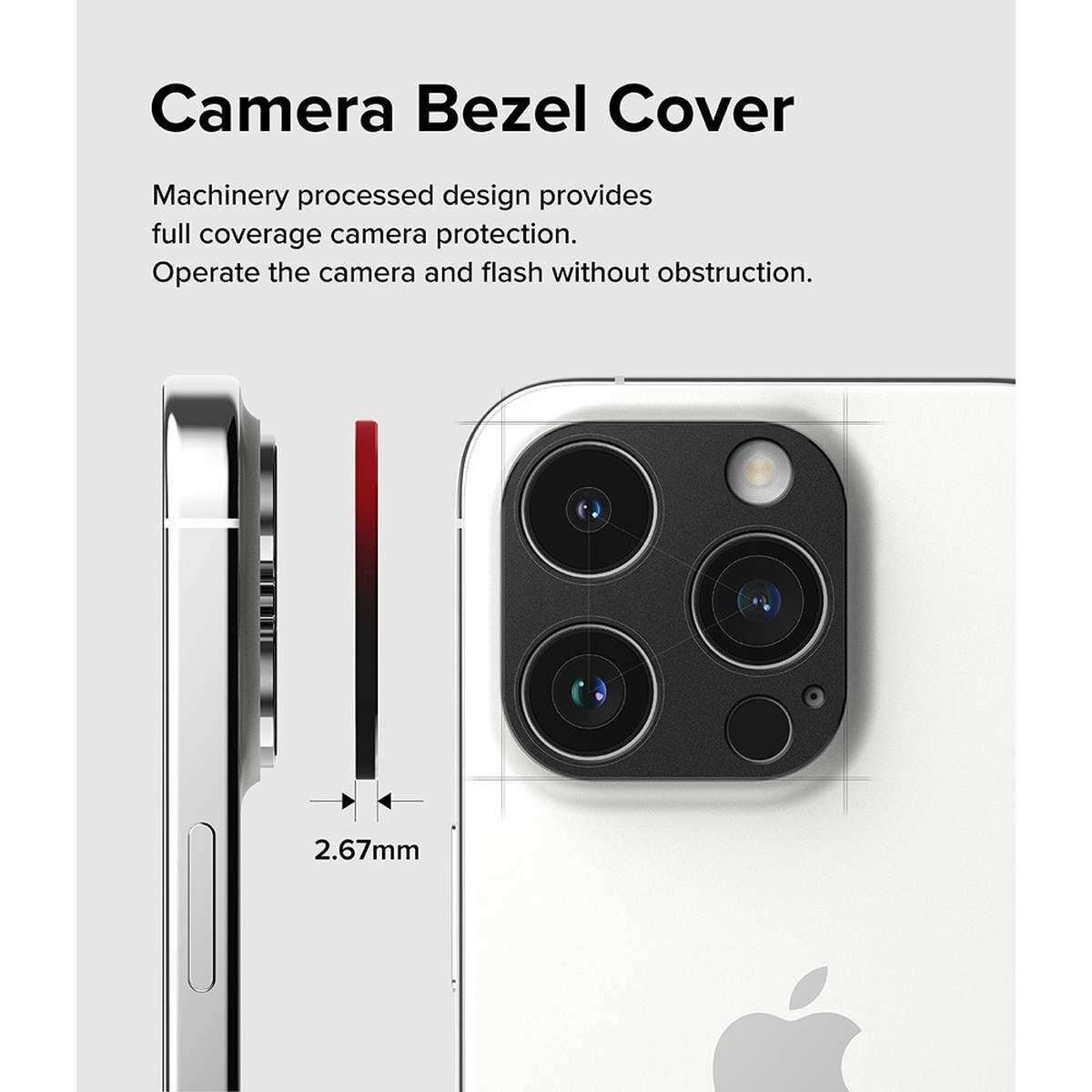 Kép 12/14 - Ringke iPhone 15 Pro/ Pro Max Camera Styling kamera sziget védő keret aluminium ötvözet fekete tok