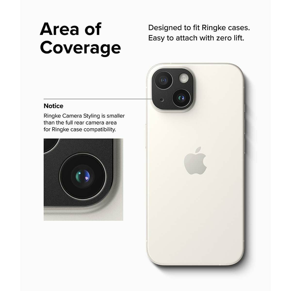 Kép 5/15 - Ringke iPhone 15 / 15 Plus Camera Styling kamera sziget védő, aluminium ötvözet, fekete