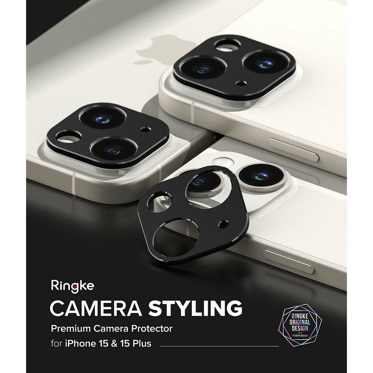 Kép 9/15 - Ringke iPhone 15 / 15 Plus Camera Styling kamera sziget védő, aluminium ötvözet, fekete