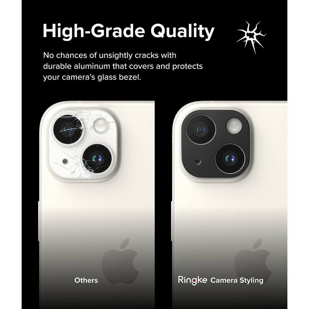 Kép 11/15 - Ringke iPhone 15 / 15 Plus Camera Styling kamera sziget védő, aluminium ötvözet, fekete