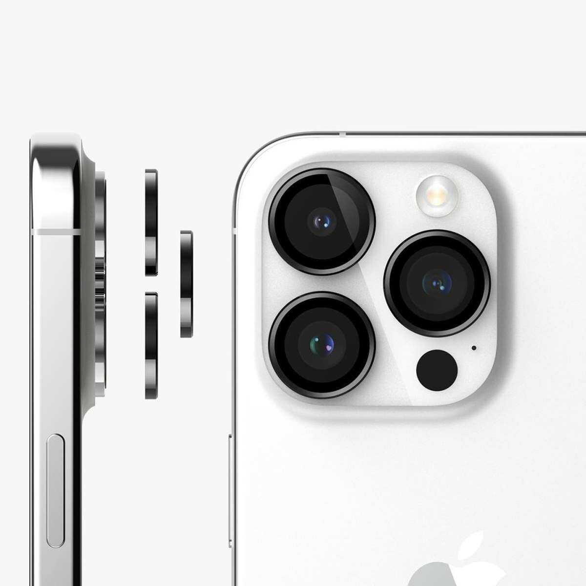 Kép 3/11 - Ringke iPhone 15 Pro Max kamera lencse védő, aluminium ötvözet, átlátszó/fekete