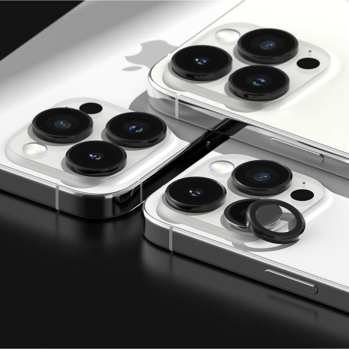 Kép 4/11 - Ringke iPhone 15 Pro Max kamera lencse védő, aluminium ötvözet, átlátszó/fekete