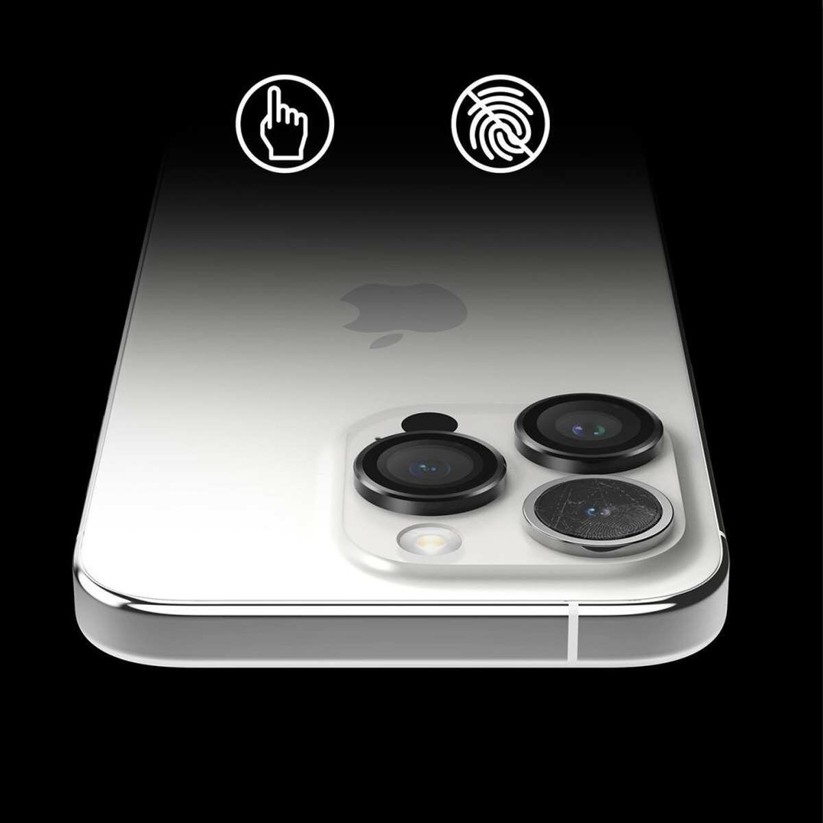 Kép 7/11 - Ringke iPhone 15 Pro Max kamera lencse védő, aluminium ötvözet, átlátszó/fekete
