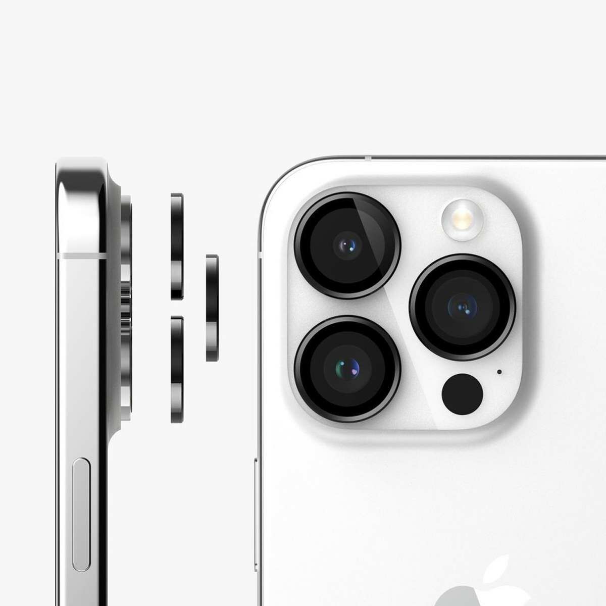 Kép 3/11 - Ringke iPhone 15 Pro kamera lencse védő, aluminium ötvözet, átlátszó/fekete