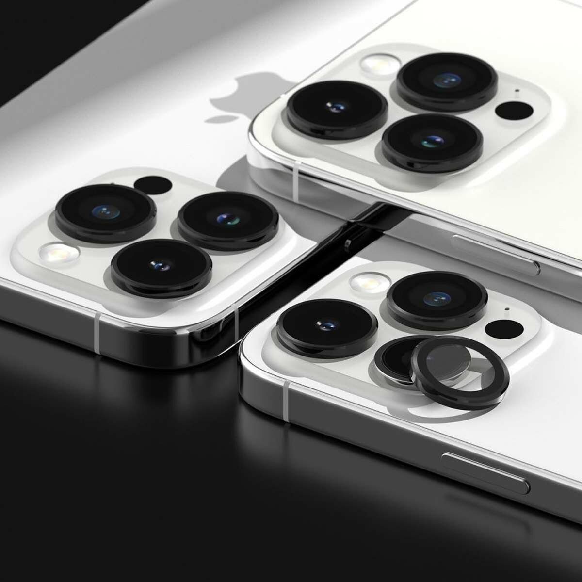 Kép 4/11 - Ringke iPhone 15 Pro kamera lencse védő, aluminium ötvözet, átlátszó/fekete