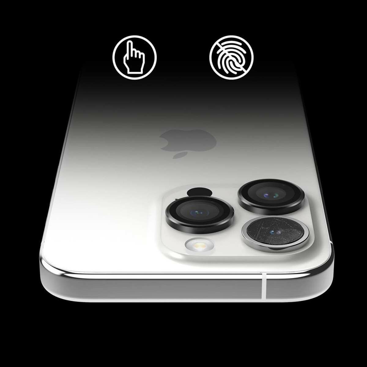 Kép 7/11 - Ringke iPhone 15 Pro kamera lencse védő, aluminium ötvözet, átlátszó/fekete