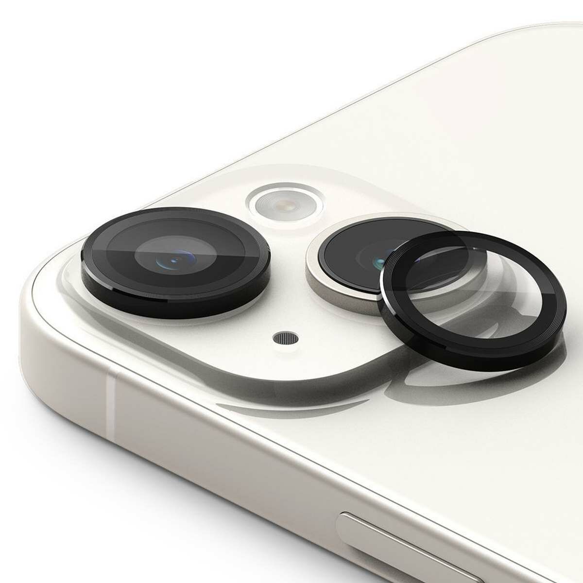 Kép 2/11 - Ringke iPhone 15 / 15 Plus kamera lencse védő, aluminium ötvözet, átlátszó/fekete