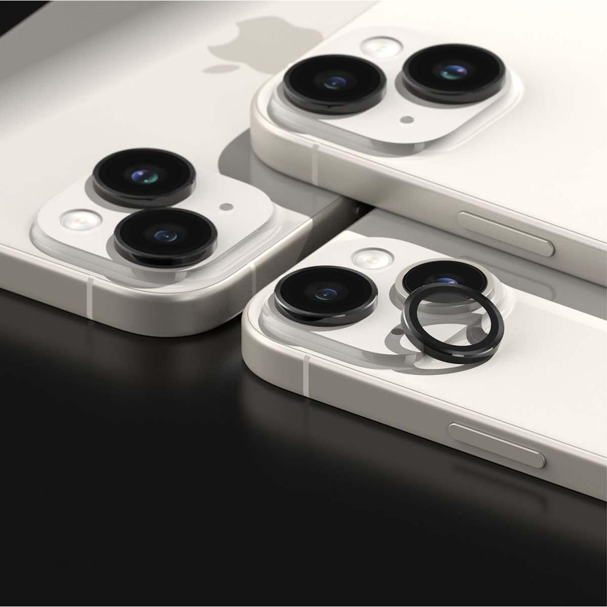 Kép 5/11 - Ringke iPhone 15 / 15 Plus kamera lencse védő, aluminium ötvözet, átlátszó/fekete