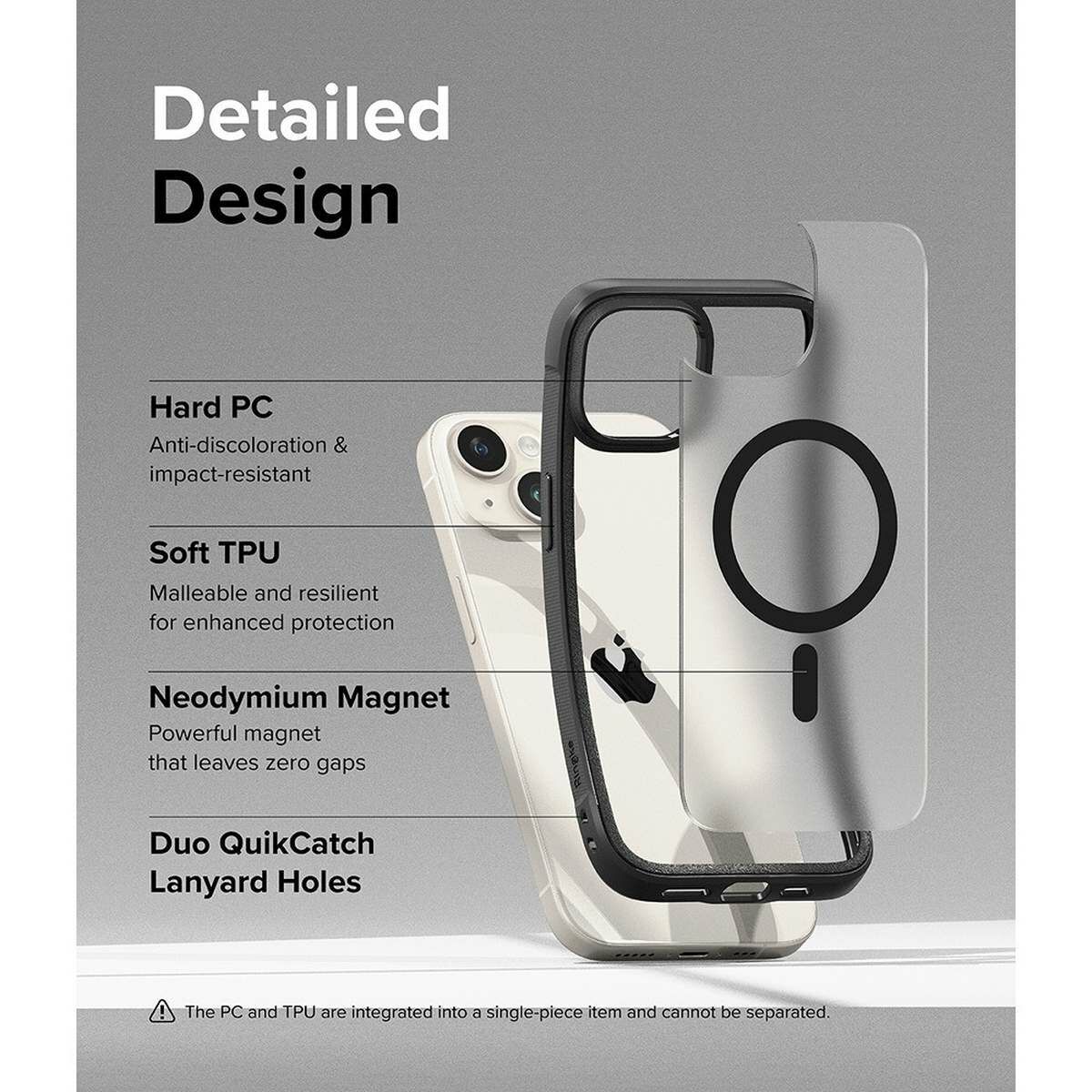 Kép 8/15 - Ringke iPhone 15 Plus Fusion Bold mágneses matt átlátszó/fekete tok