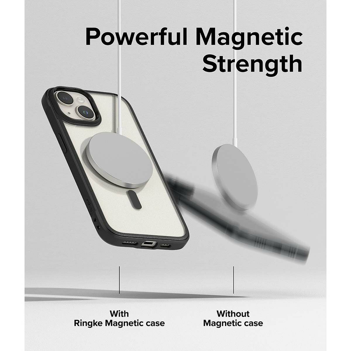 Kép 14/15 - Ringke iPhone 15 Plus Fusion Bold mágneses matt átlátszó/fekete tok