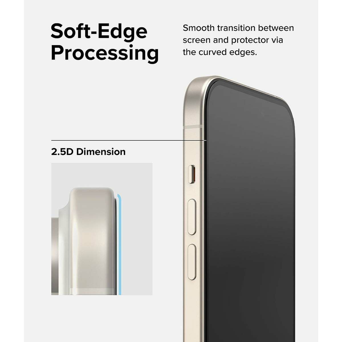 Kép 10/13 - Ringke iPhone 15 Plus Premium edzett kijelzővédő 9H üvegfólia felhelyezési sablonnal