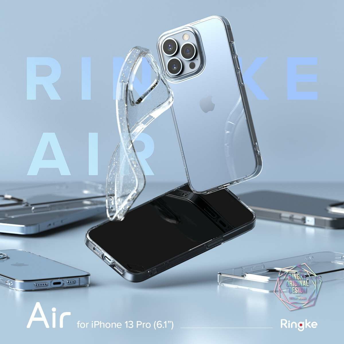 Kép 11/18 - Ringke iPhone 13 Pro tok, Air, Csillogós átlátszó