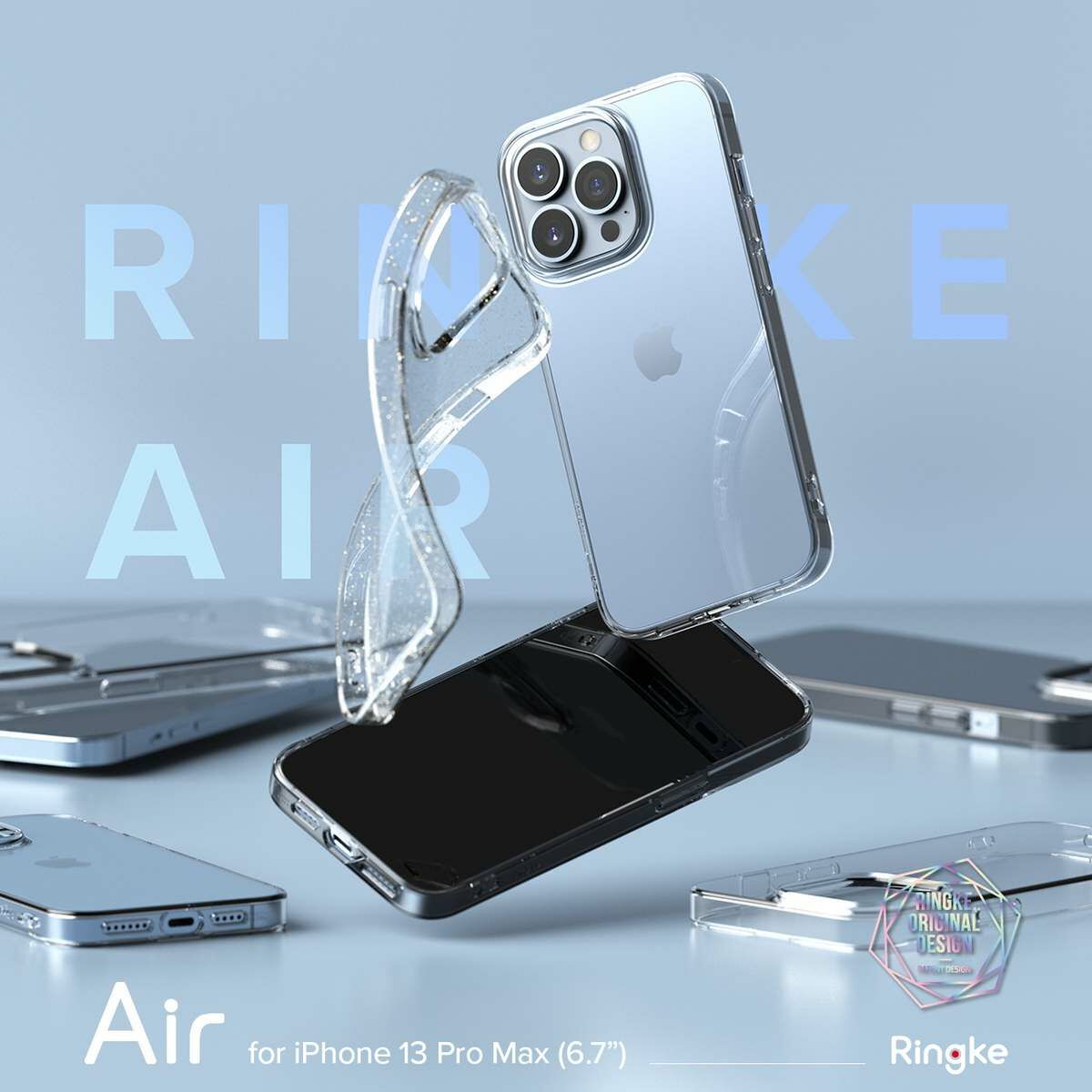Kép 11/18 - Ringke iPhone 13 Pro Max, Air, Csillogós átlátszó