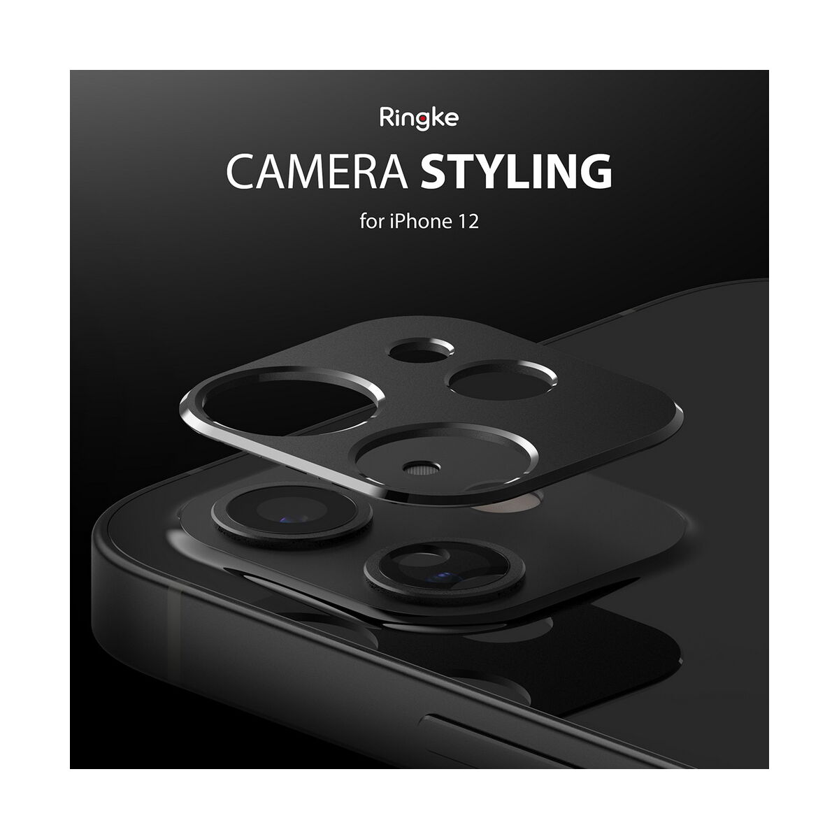 Kép 2/10 - Ringke iPhone 12/12 mini, Camera Stlyling, kamera sziget védő keret, Fekete