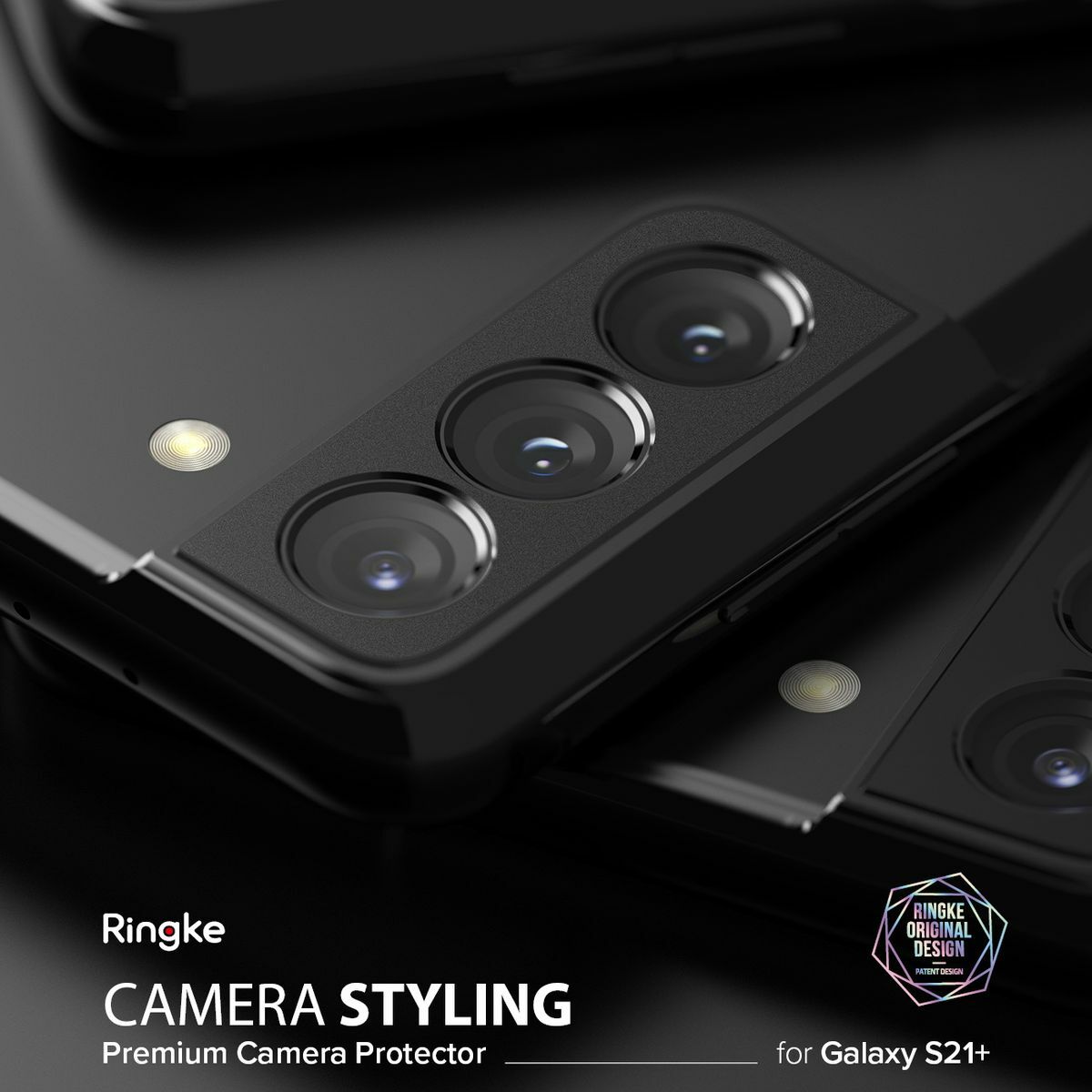Kép 2/11 - Ringke Galaxy S21+ Camera Styling, kamera sziget védő keret, Fekete