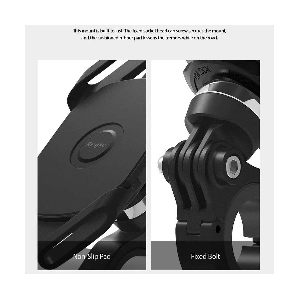 Kép 10/13 - Ringke, Szilikonos telefontartó, kerékpárra szerelhető, fekete