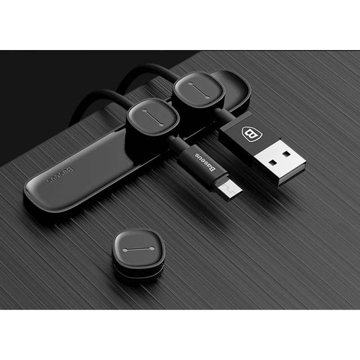 Kép 6/7 - Baseus kábeltartó/rendező, fekete (ACWDJ-01)