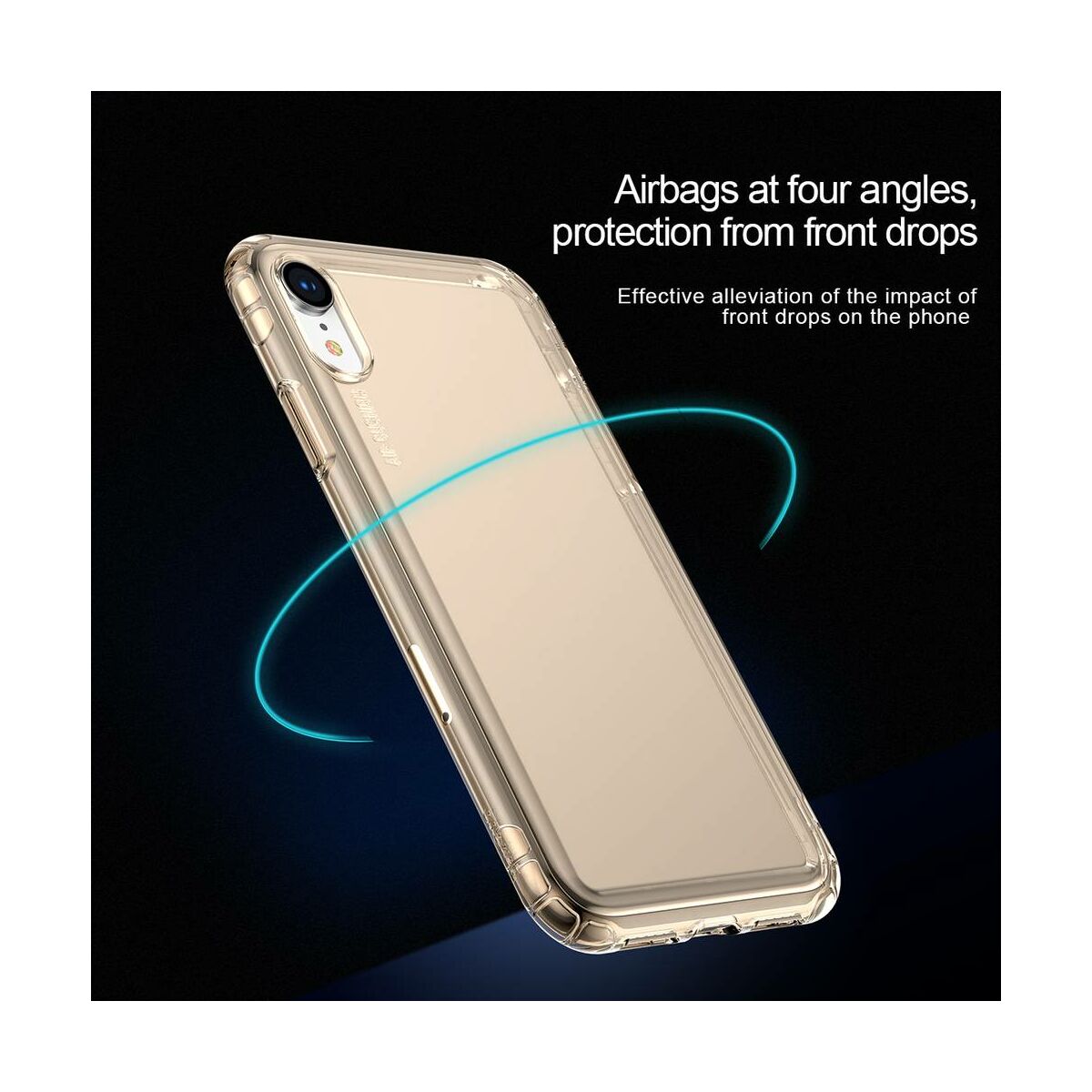 Kép 3/9 - Baseus iPhone XR tok, Safety Airbags, átlátszó arany (ARAPIPH61-SF0V)