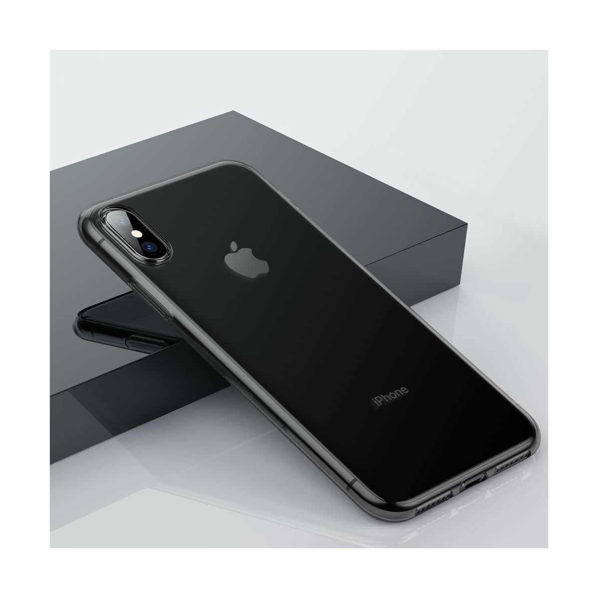 Kép 8/9 - Baseus iPhone XS Max tok, Simplicity series, átlátszó fekete (ARAPIPH65-B01)