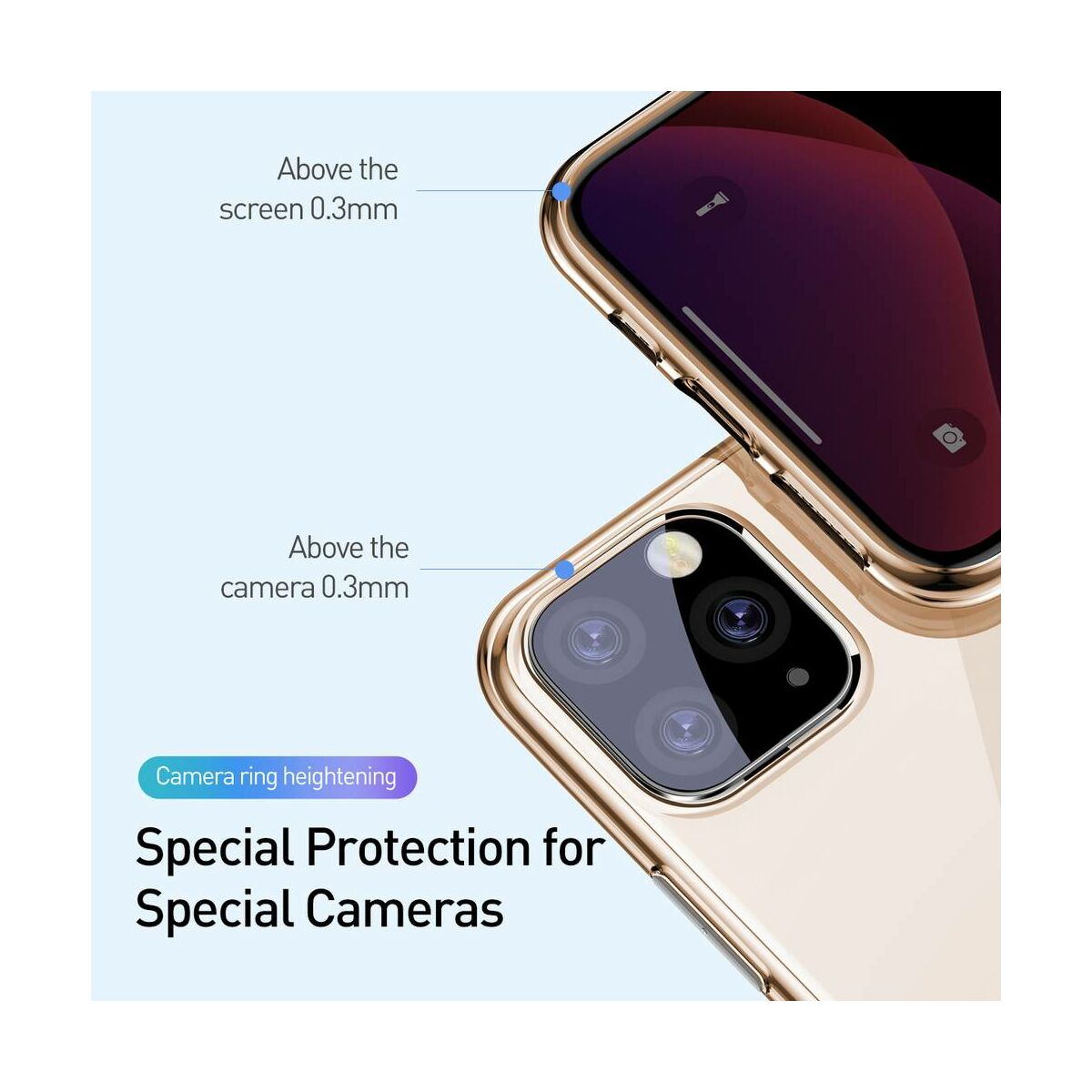 Kép 8/10 - Baseus iPhone 11 Pro Max tok, Simplicity Series (basic model), átlátszó arany (ARAPIPH65S-0V)