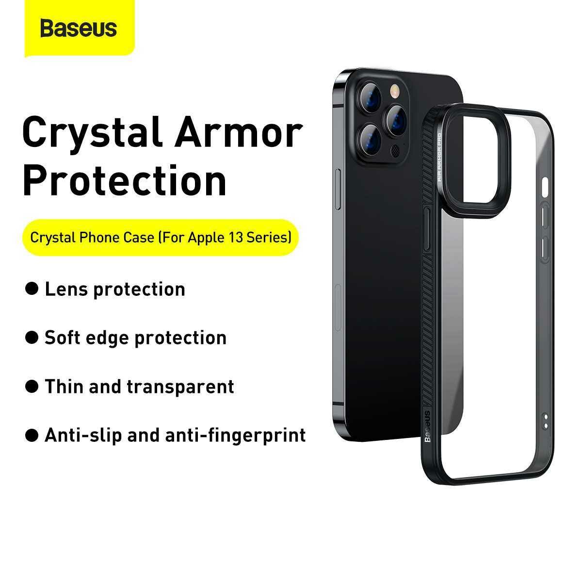 Kép 3/18 - Baseus iPhone 13 Pro Max tok, Crystal Phone, fekete (ARJT000201)