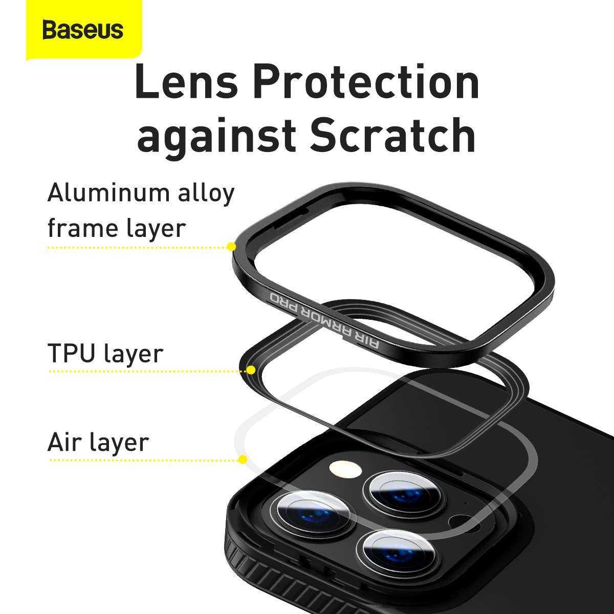 Kép 15/18 - Baseus iPhone 13 Pro Max tok, Crystal Phone, fekete (ARJT000201)