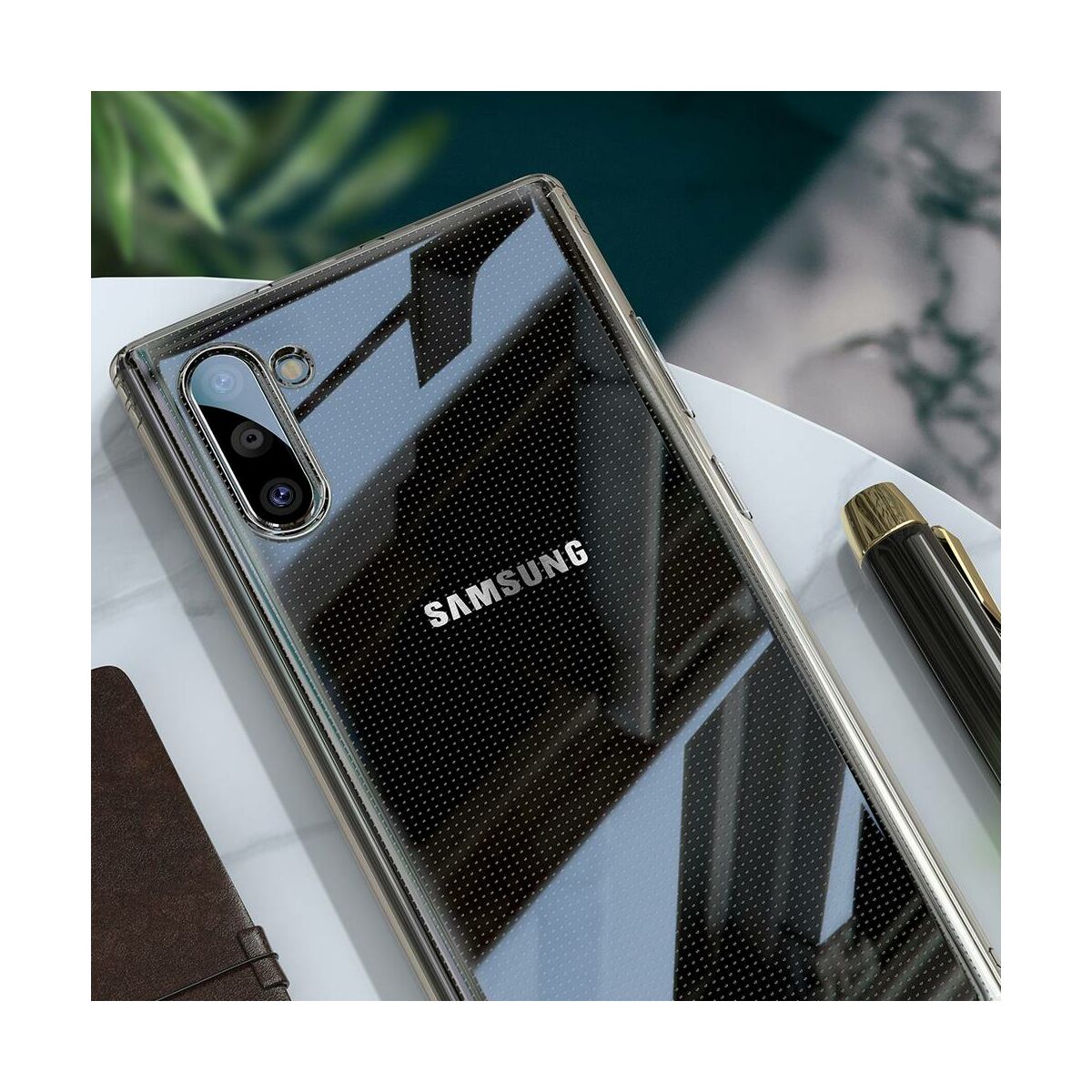 Kép 8/9 - Baseus Samsung Note 10 tok, Simple Series (leesés ellen, TPU), átlátszó (ARSANOTE10-02)