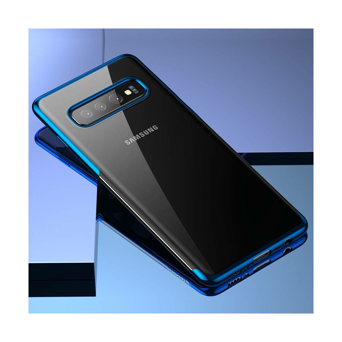 Kép 7/8 - Baseus Samsung S10 tok, Simple, kék (ARSAS10-MD03)