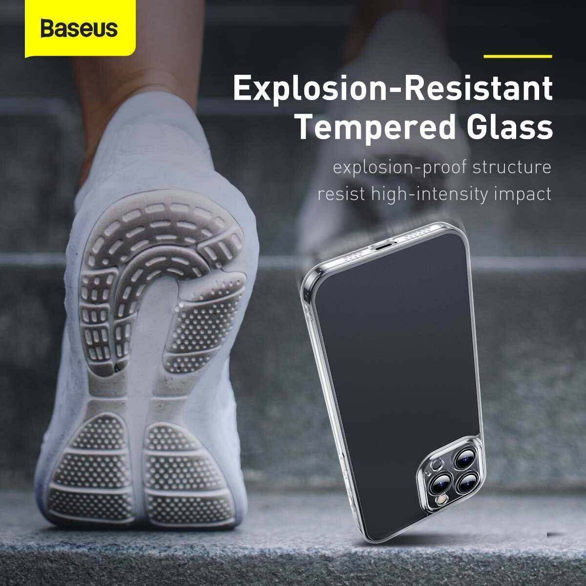 Kép 11/17 - Baseus iPhone 13 Pro tok, Frosted Glass Protective, átlátszó (ARWS000102)