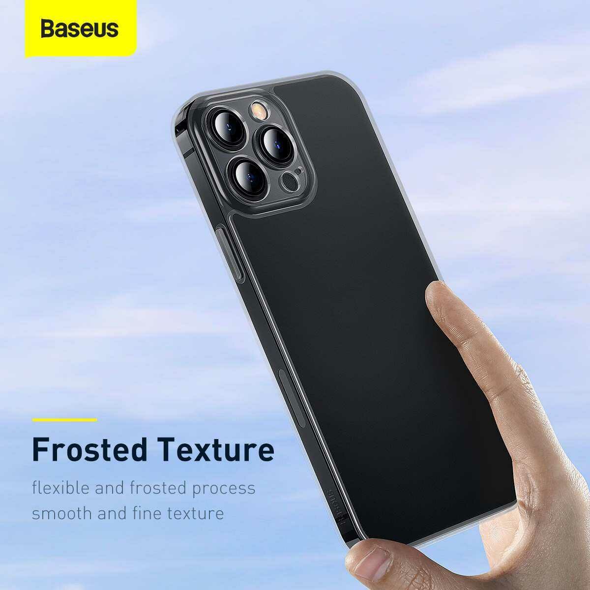 Kép 4/17 - Baseus iPhone 13 Pro Max tok, Frosted Glass Protective, fekete (ARWS000501)