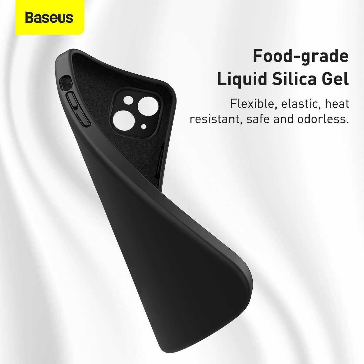 Kép 13/19 - Baseus iPhone 13 tok, Liquid Silica Gel Protective, fekete (ARYT000001)
