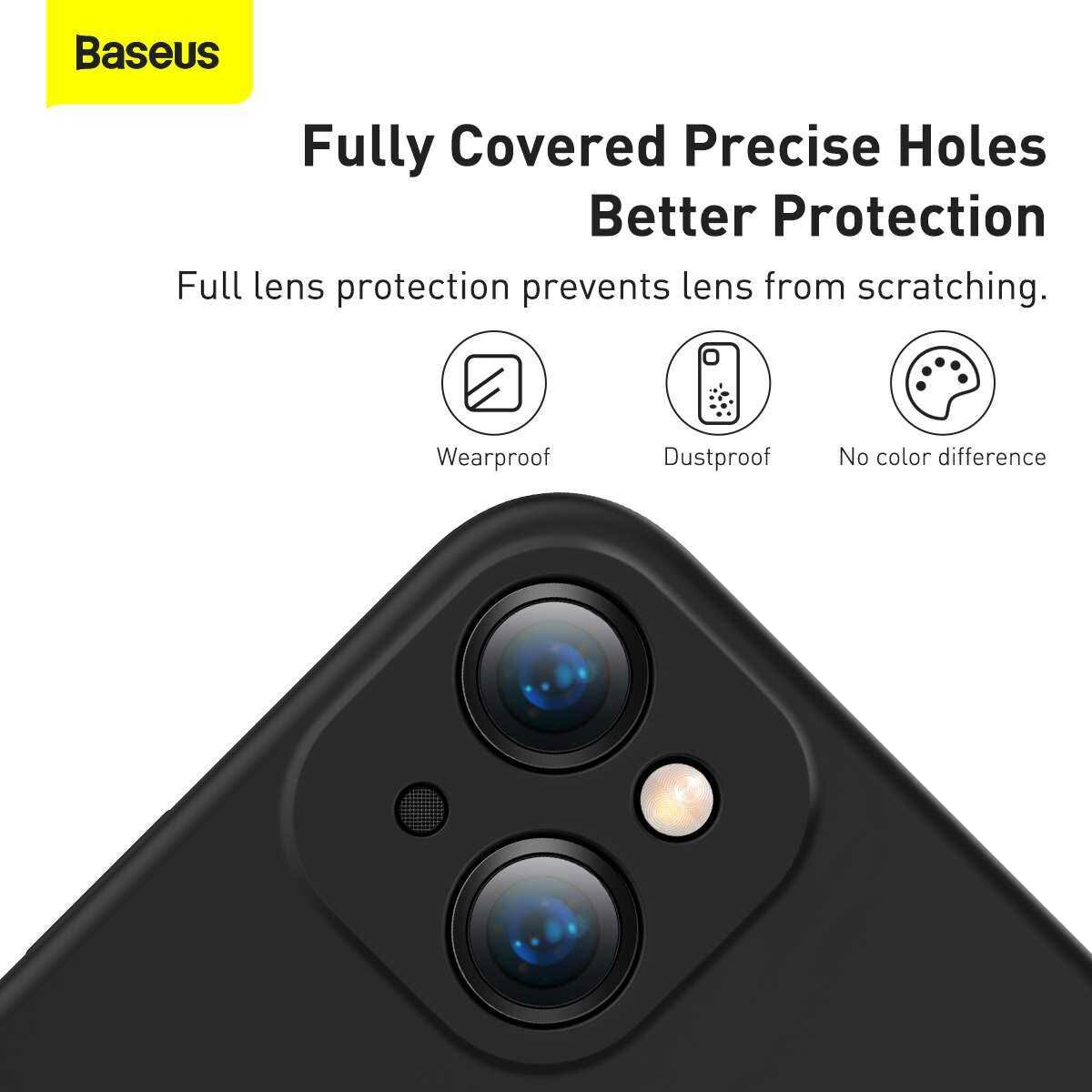 Kép 14/19 - Baseus iPhone 13 tok, Liquid Silica Gel Protective, fekete (ARYT000001)