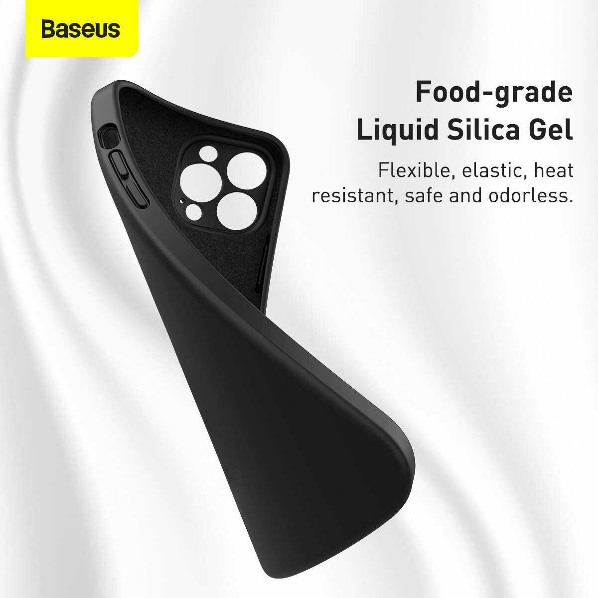 Kép 13/19 - Baseus iPhone 13 Pro tok, Liquid Silica Gel Protective, fekete (ARYT000101)
