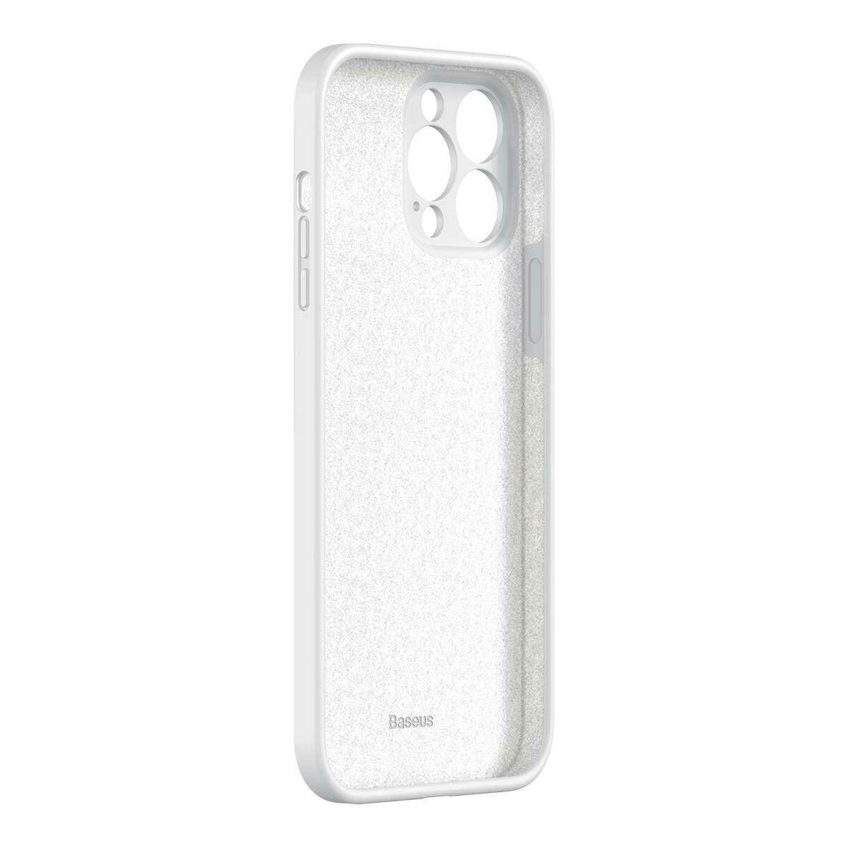 Kép 2/19 - Baseus iPhone 13 Pro tok, Liquid Silica Gel Protective, fehér (ARYT000402)
