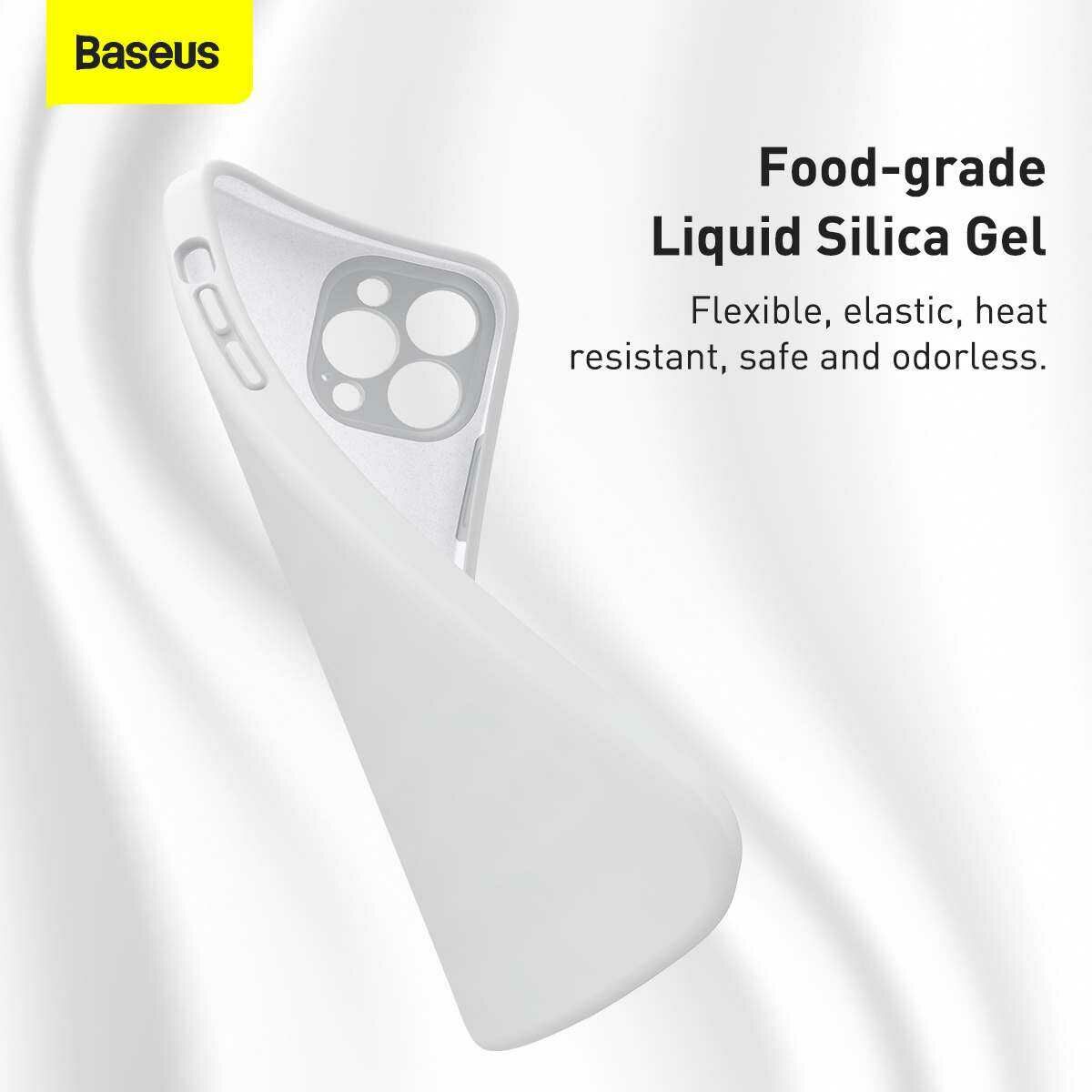 Kép 13/19 - Baseus iPhone 13 Pro tok, Liquid Silica Gel Protective, fehér (ARYT000402)