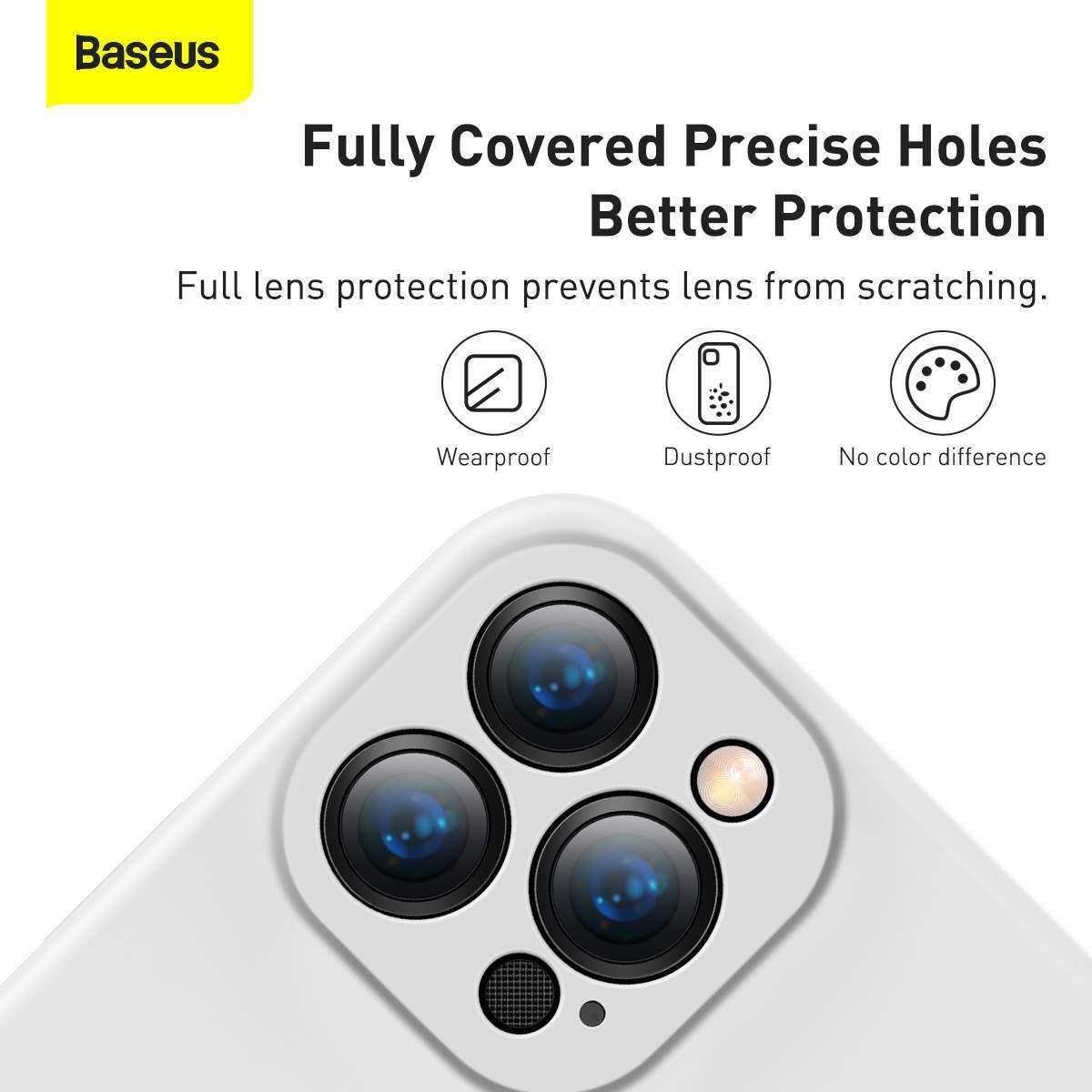 Kép 14/19 - Baseus iPhone 13 Pro tok, Liquid Silica Gel Protective, fehér (ARYT000402)