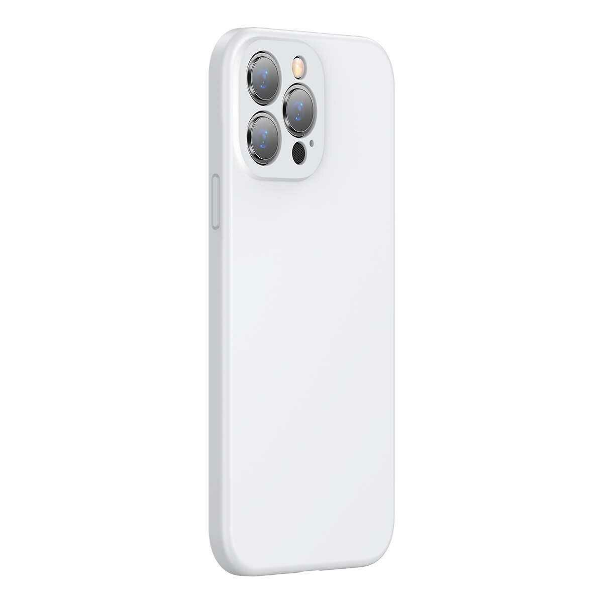 Kép 8/19 - Baseus iPhone 13 Pro Max tok, Liquid Silica Gel Protective, fehér (ARYT000502)