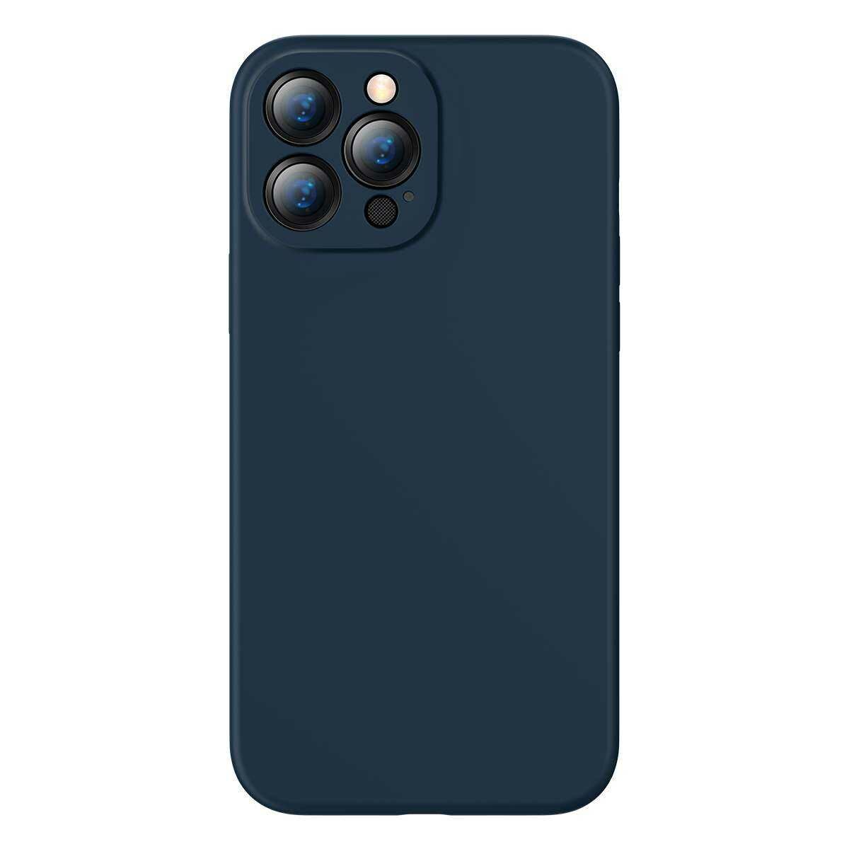 Kép 18/19 - Baseus iPhone 13 Pro tok, Liquid Silica Gel Protective, kék (ARYT000703)