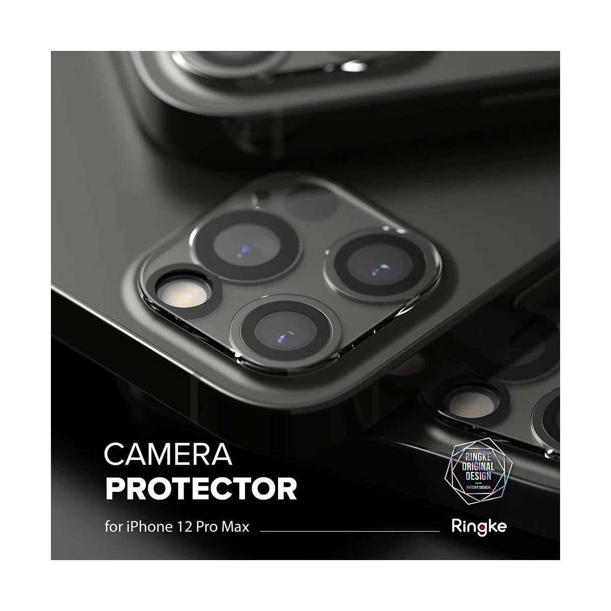 Kép 2/13 - Ringke iPhone 12 Pro Max kamera lencse védő üveg, Átlátszó