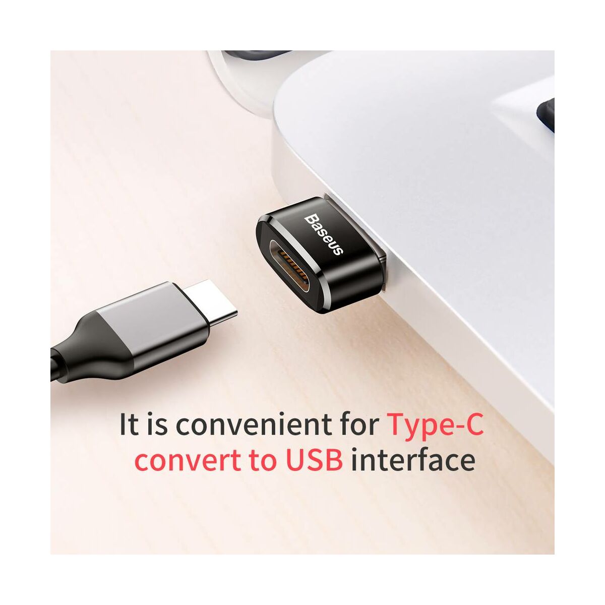 Kép 2/9 - Baseus átalakító, USB - USB Type-C, fekete (CAAOTG-01)