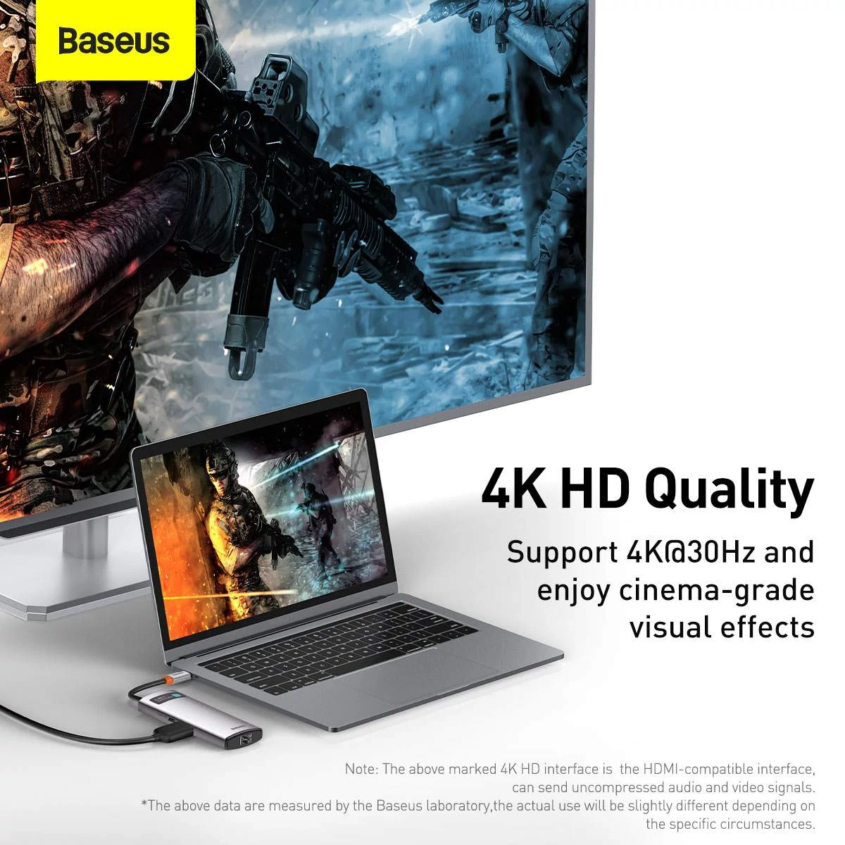 Kép 10/15 - Baseus HUB Metal Gleam Series 6-in-1 Multifunkciós (Type-C bemenetről PD/4K HD/USB3.0) Dokkoló, szür