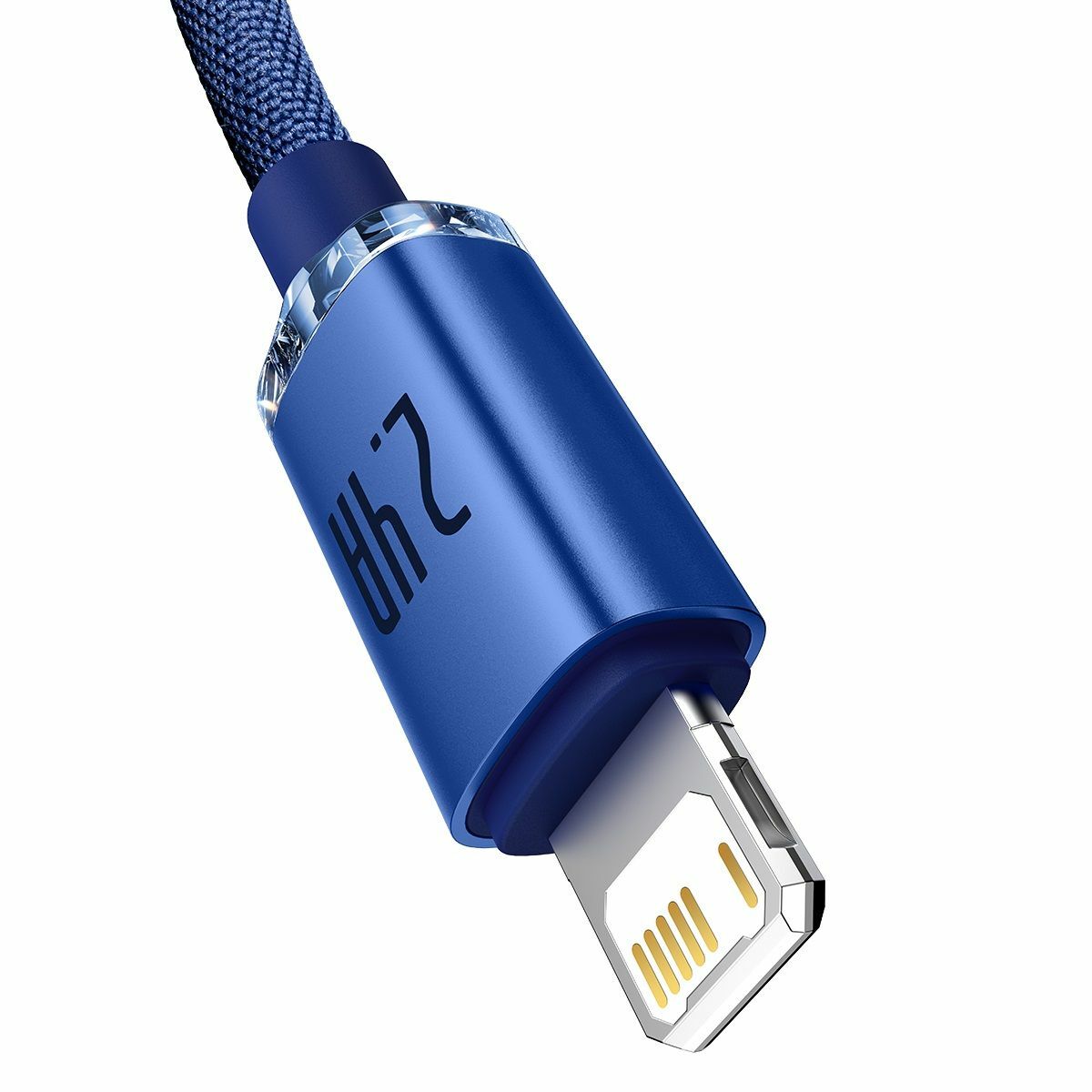 Kép 4/15 - Baseus Lightning kábel, Crystal Shine Series gyorstöltés, adatkábel, 2.4A, 1.2m, kék (CAJY000003)