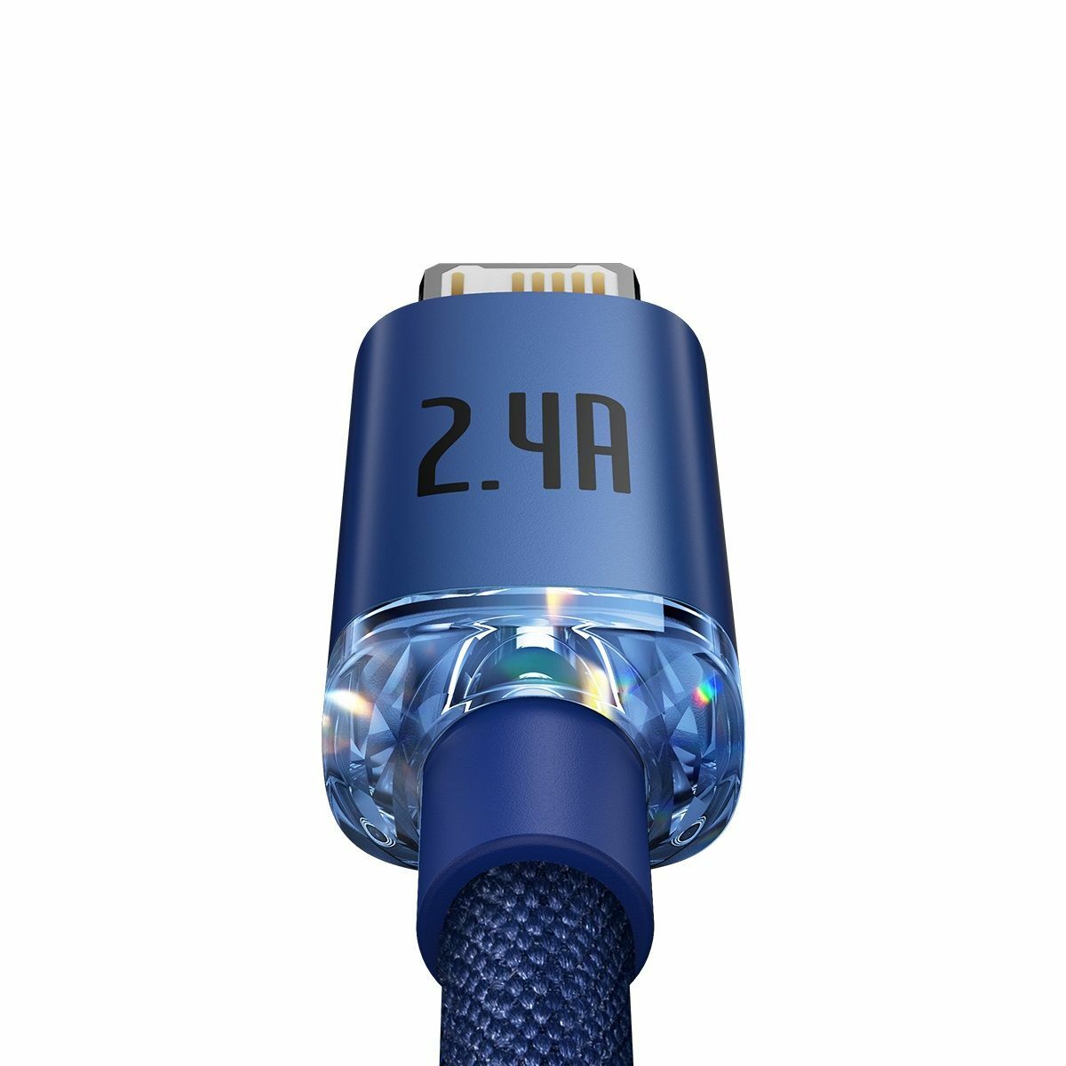 Kép 8/15 - Baseus Lightning kábel, Crystal Shine Series gyorstöltés, adatkábel, 2.4A, 1.2m, kék (CAJY000003)